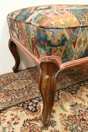 Antique Large Victorian Mahogany Cabriole Leg Stool