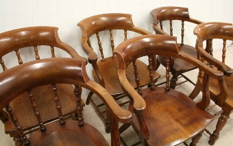 Antique Set of 6 Victorian Walnut Captains Chairs