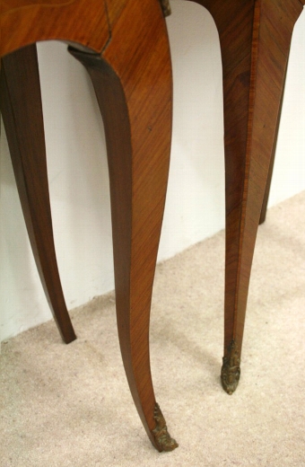 Antique Pair of French Marquetry Inlaid Side Tables