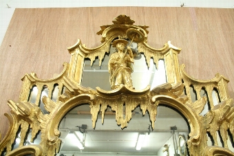 Antique Chippendale Style Carved Gilt Overmantel Mirror