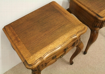 Antique Pair of Carved Oak Bedside Cabinets