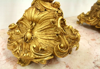Antique Pair of Gilt Bronze Rococo Style Candelabra