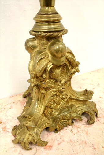 Antique Rare Gilt Bronze Victorian Oil Lamp