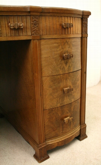 Antique Whytock & Reid Mahogany and Walnut Pedestal Desk