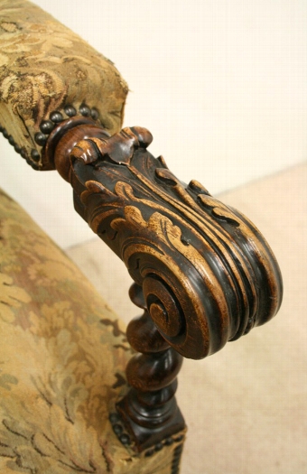 Antique Mid Victorian Walnut Throne Chair