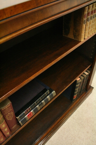 Antique Victorian Figured Walnut Open Bookcase