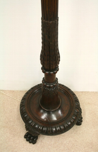 Antique Carved Mahogany Standard Lamp