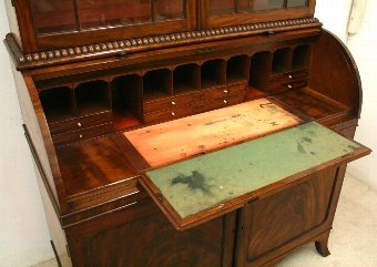 Antique Scottish Regency Cylinder Bureau Bookcase