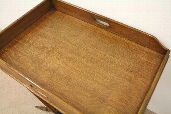Antique Victorian Oak Butlers Tray on Stand