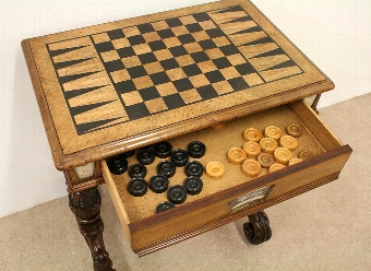 Antique Victorian Walnut Work Table/Games Table