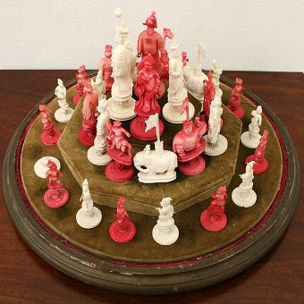 Antique Carved Ivory Chess Set