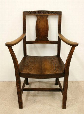 Antique Set of 10 Solid Oak Dining Chairs