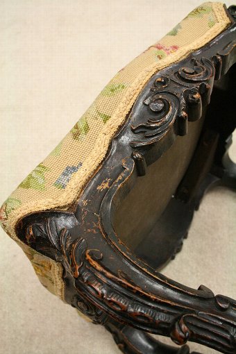 Antique Mid Victorian Mahogany Cabriole Leg Stool