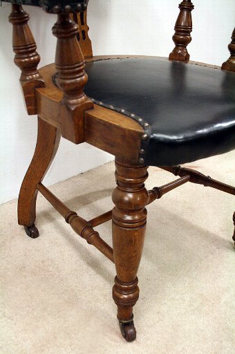 Antique Large Late Victorian Oak Desk Chair