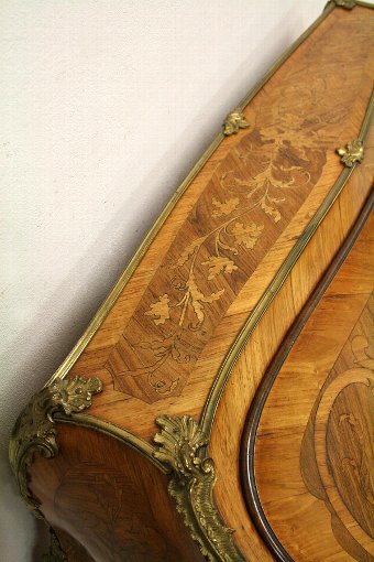 Antique Louis XVI Style Burr Walnut Ormolu Mounted Bureau De Dame