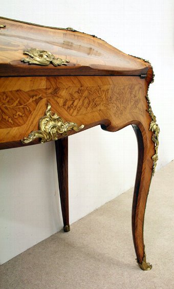 Antique Louis XVI Style Burr Walnut Ormolu Mounted Bureau De Dame