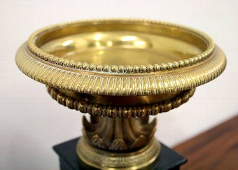 Antique Pair of Victorian Brass and Black Marble Tazza