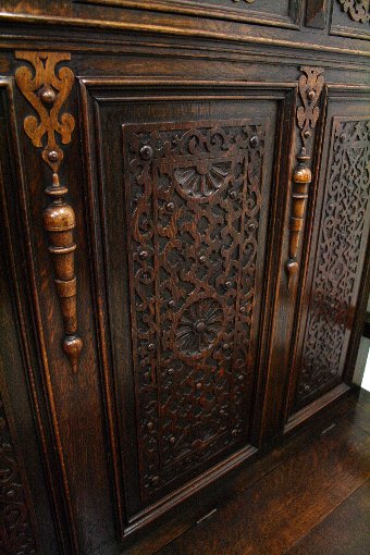 Antique Victorian Carved Oak Monks Bench