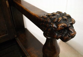Antique Victorian Carved Oak Monks Bench