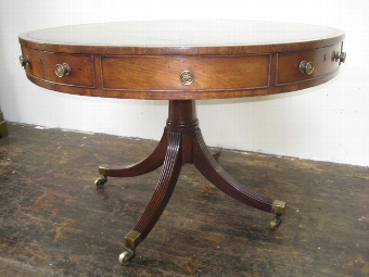 Antique Regency Mahogany Drum Library Table