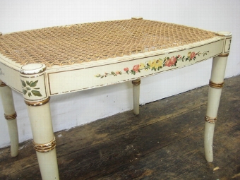 Antique Bergere and Painted Faux Bamboo Stool