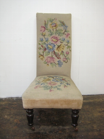 Antique Victorian Nursing Chair with Needlepoint Upholstery