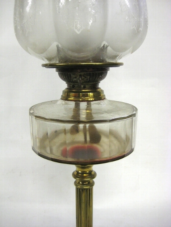 Antique Victorian Brass and Glass Paraffin Lamp