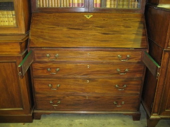 Antique George III Fine Mahogany Bureau Bookcase