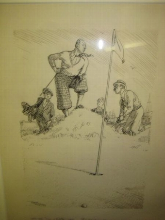 Antique Framed Golfing Sketch by Frank Reynolds