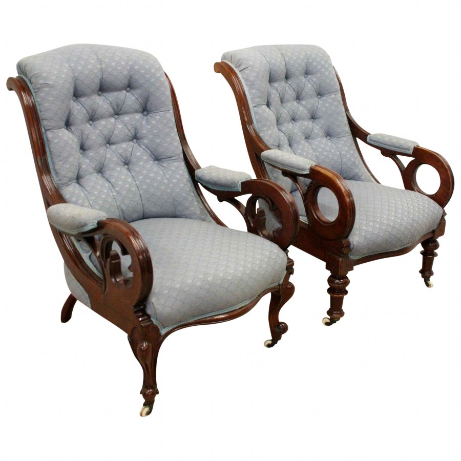Pair of Mid Victorian Mahogany Armchairs