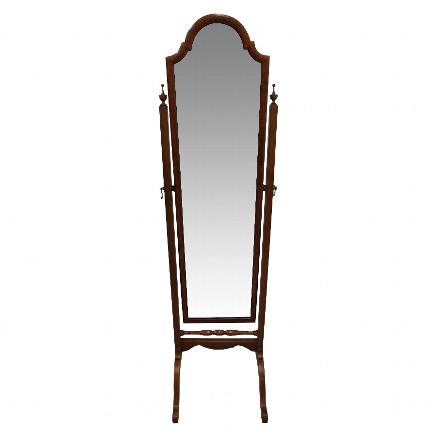 Walnut Framed Cheval Mirror