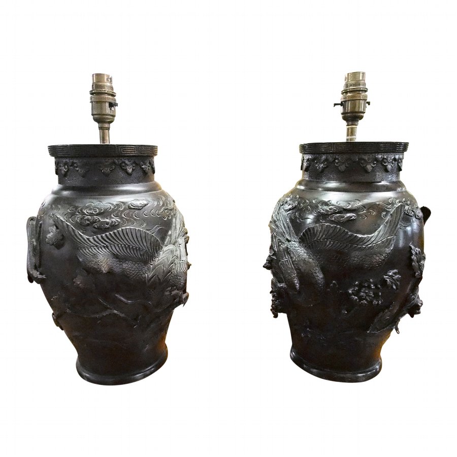 Pair of Japanese Bronze Vases