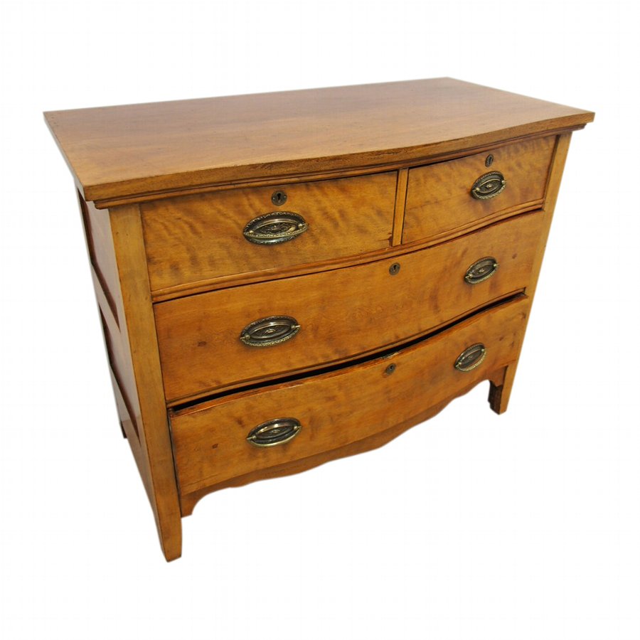Satin Birch Serpentine Chest of Drawers