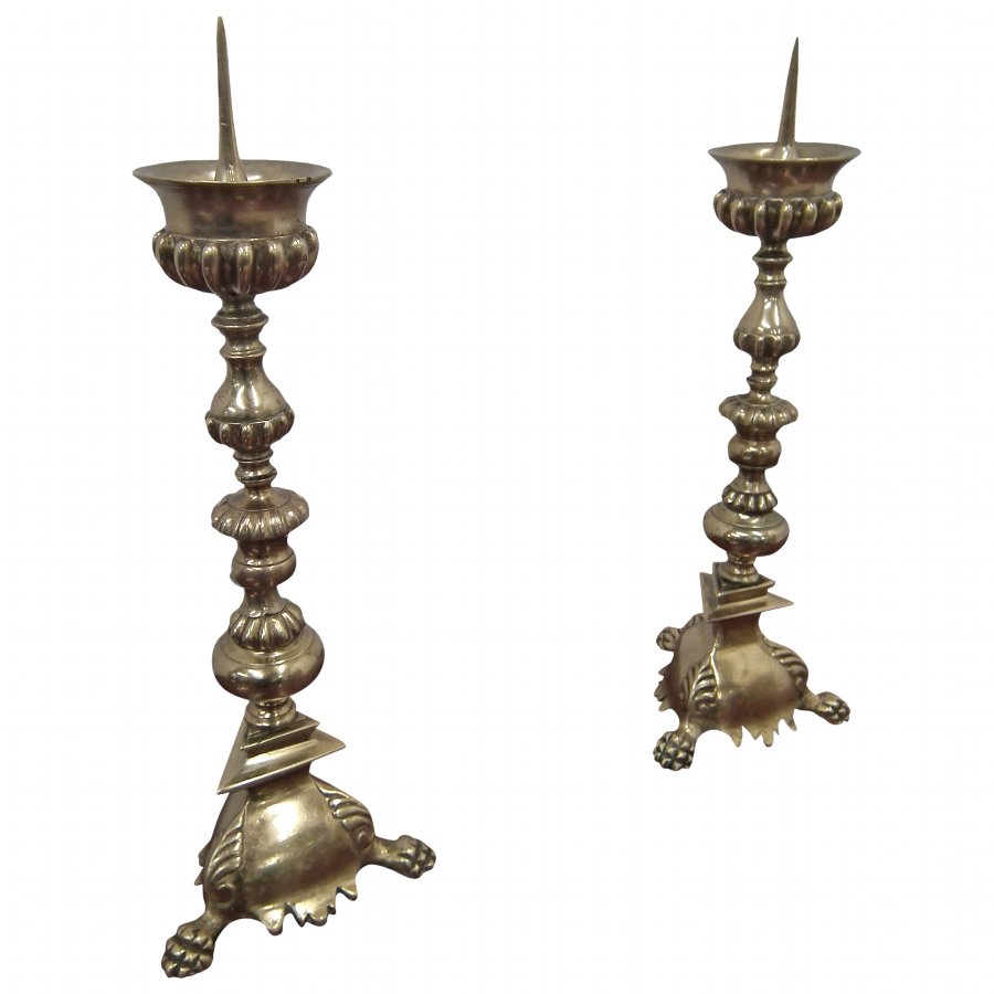 Pair of Cast Brass Candle Sticks