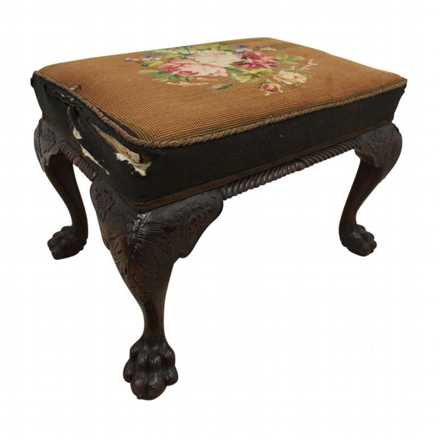 Victorian Carved Mahogany Stool