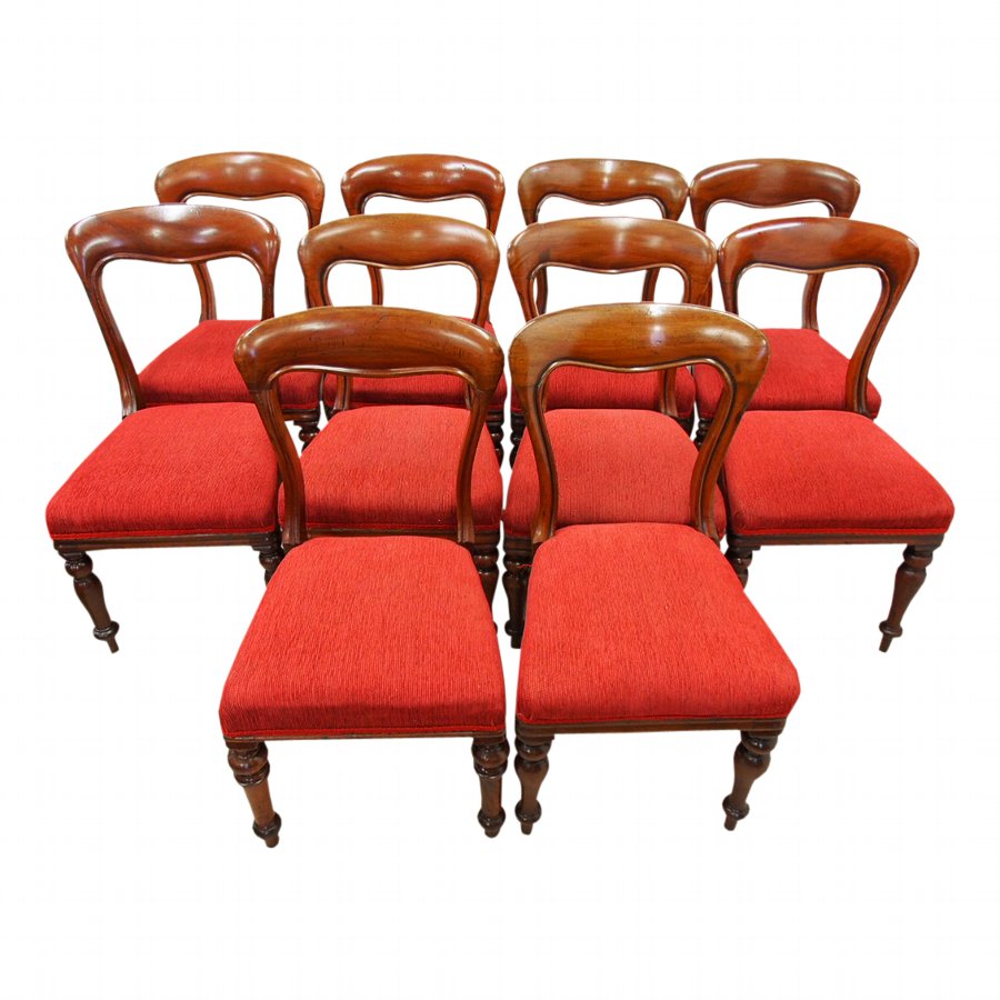 Set of 10 Victorian Mahogany Dining Chairs