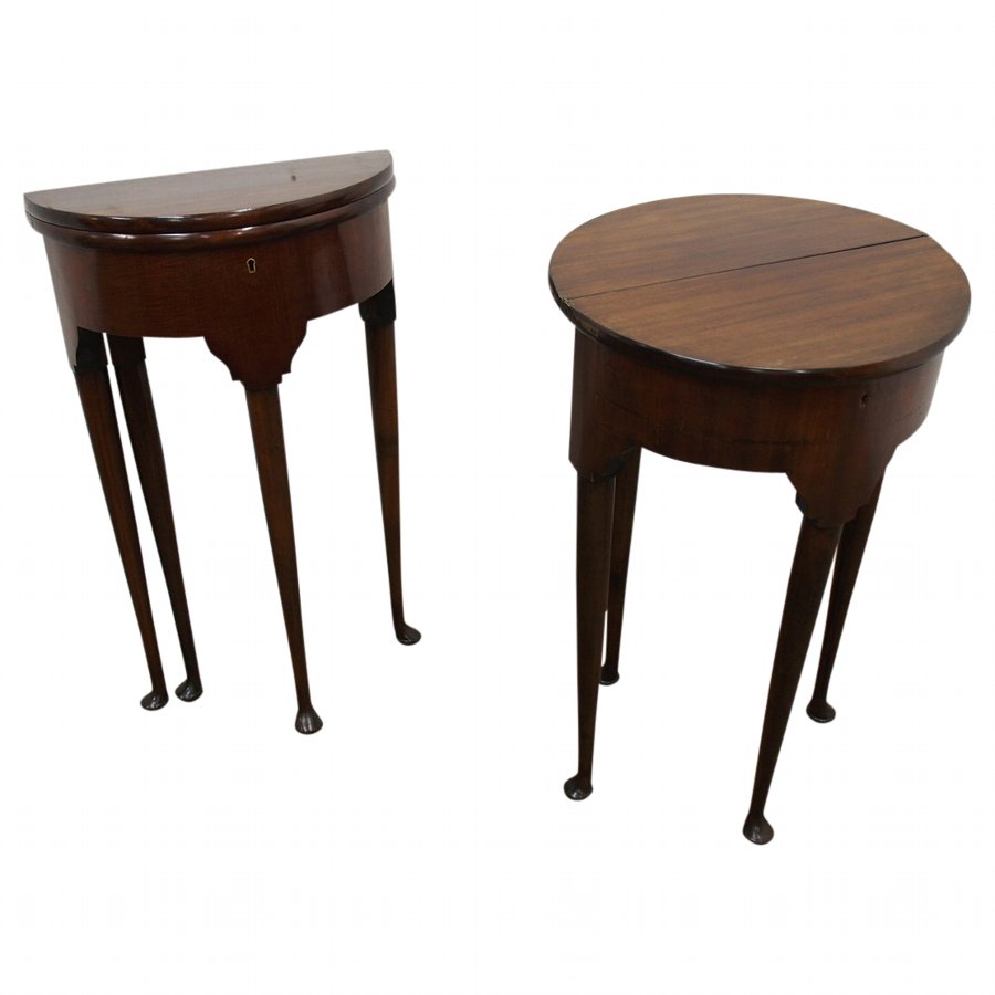 Rare and Unusual Pair of Double Topped Tea Tables