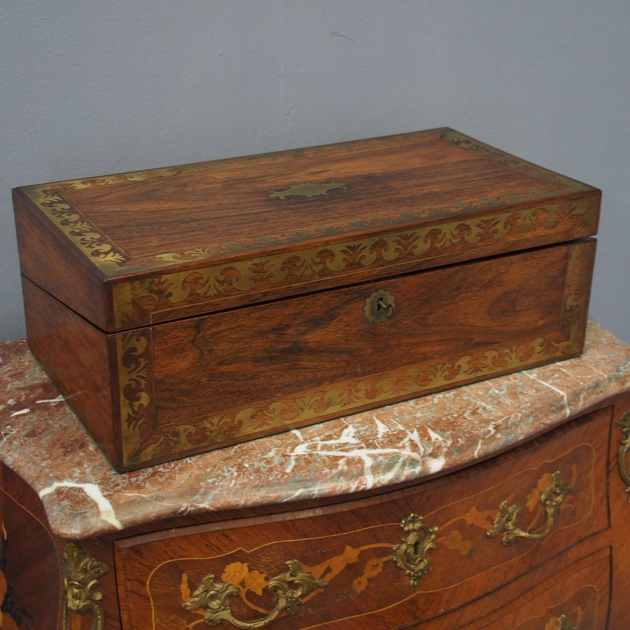 Regency Rosewood and Brass Inlaid Lap Desk