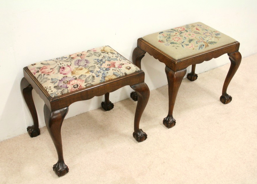 Pair of Chippendale Style Stools