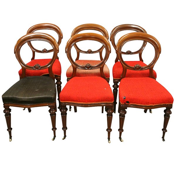 Set of 6 Mid Victorian Balloon Back Dining Chairs