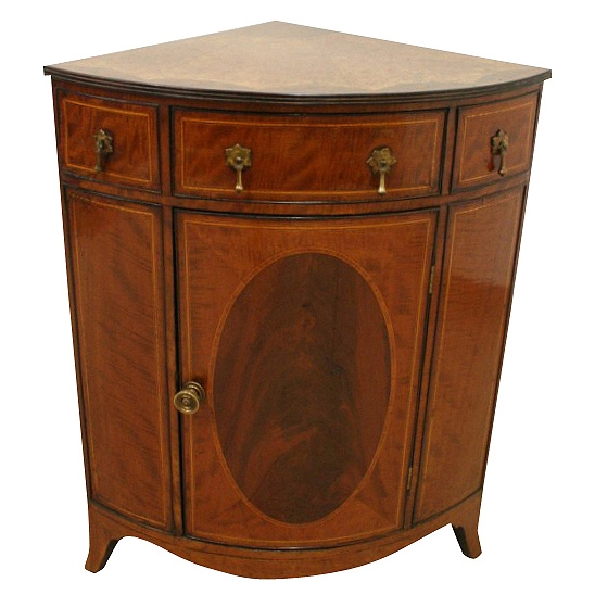 Sheraton Style Bow Front Corner Cupboard