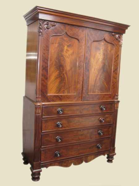 William IV Mahogany Linen Press
