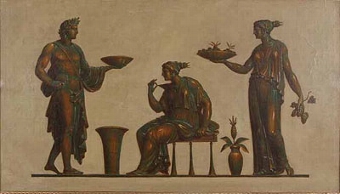 A Classical Frieze, with Minerva receiving offerings