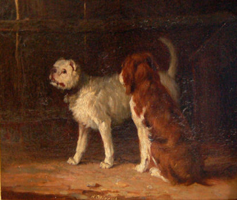 A Hound and a Terrier in a Kennel