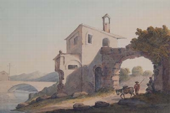 An toll house by a Bridge, Rome