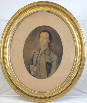 English School 18th Century   Portrait of a gentleman with a tricorn hat under h
