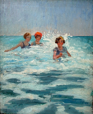 Girls Playing in the Surf