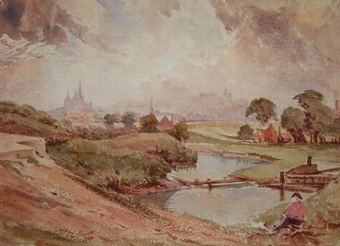 Lichfield Cathedral from the River Trent Valley