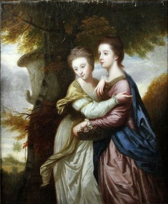 Portrait of Elegant Ladies in a classical garden