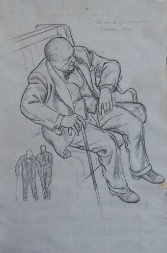 Portrait Study of the Rt Hon ir Winston Churchill 1874-1965, seated at the House